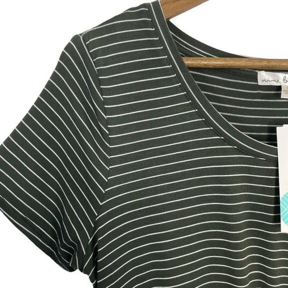 Stitch Fix Nine Britton Levie Knot Front Top Olive Green Stripe NWT - Picture 4 of 10